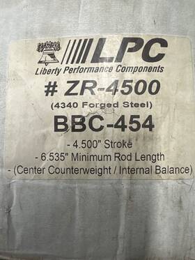 Zr-4500 Lpc Forged 4340 4.500 Inch Steel Crankshaft Bbc W/ Center Counterweight