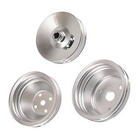 283-350 Maxpeedingrods 06j8kd Water Pump Pulley For Small Block Chevy Sbc Engine Chrome Steel 2 Groove