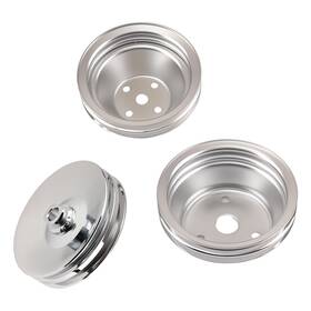 1ue4b2 Maxpeedingrods Long Water Pump Pulley Fit For Small Block Chevy Chrome Steel 2 Groove 350 305