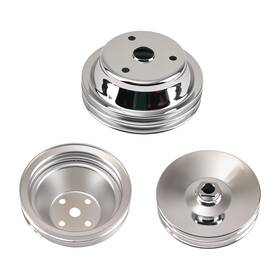 6huizn Maxpeedingrods Long Water Pump Pulley Fit For Small Block Chevy Chrome Steel 2 Groove 350 305
