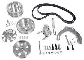 340510 Pulley Set Serpentine Mid-mount Aluminum Polished Chevy Small Block Kit