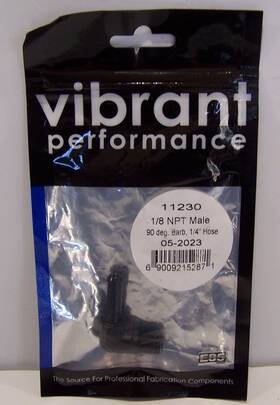 11230 Vibrant Performance Fitting Black 1/8 Npt Male To 90-degree 1/4 Inch Adapter