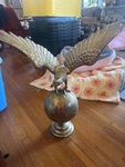 21" Vintage Brass Eagle On 380 Rotating Globe. Fixed Price $2000.00.