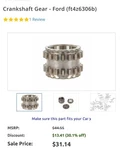 Genuine Ford Crankshaft Gear FT4Z-6306-B. Fixed Price $20.00.