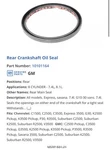 Rr Main Seal Acdelco Oe/gm Genuine Parts 10101164. Fixed Price $59.75.