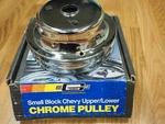 Mr. Gasket Crankshaft Pulley V-belt 2-GROOVE Steel Chrome Chevy Sb Long Pump. Fixed Price $59.99.