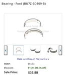 Genuine Ford Bearing BU7Z-6D309-B. Fixed Price $23.00.