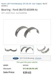New Genuine Ford Engine Crankshaft Bearing Main (2011-2017) Oe BU7Z6D309A. Fixed Price $20.00.