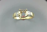 18K Yellow Gold Engagement Ring Oval Cushion Semi Mount Baguette Diamonds Estate. Fixed Price $1399.00.