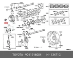 Genuine Oe Bolt For Crankshaft Pulley Set, 9011916004 Toyota 90119-16004. Fixed Price $18.46.