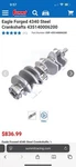 4340 Eagle Crankshaft Ford Sbf 351W 35140006200 Stroker. Fixed Price $800.00.