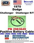 1970 Dodge Challenger 383 440 Positive Battery Cable Correct New 2983649 Mopar. Fixed Price $132.99.