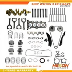 G4FG Crankshaft Rods Timing Kit Gasket Set For Hyundai Accent Kia Rio Soul 1.6L. Fixed Price $499.99.