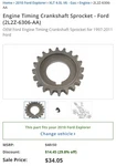 Genuine Ford Engine Timing Crankshaft Sprocket 2L2Z-6306-AA. Fixed Price $23.00.