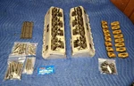 Small Block Chevy Edelbrock Victor Jr Cylinder Heads, Crane Gold Rockers + Arp. Fixed Price $1325.00.